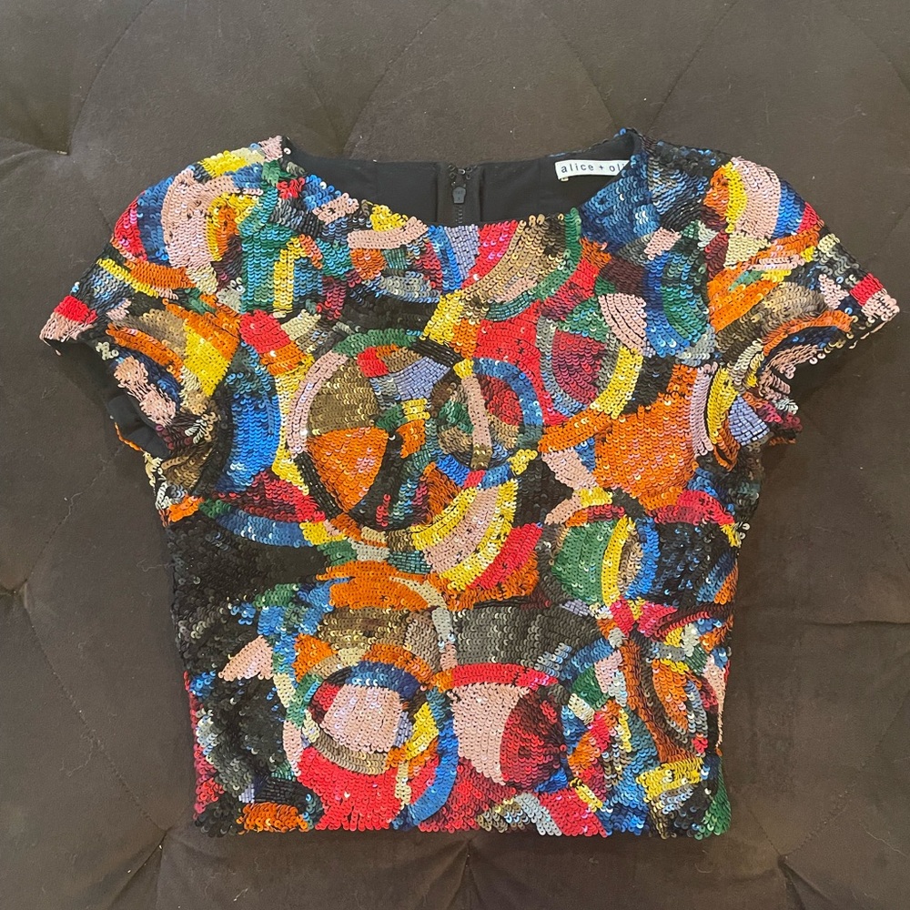 Alice & Olivia sequined crop top